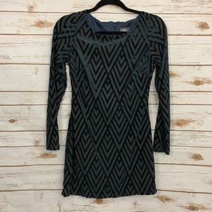 Vince Camuto Black Blue Chevron Sparkle Dress